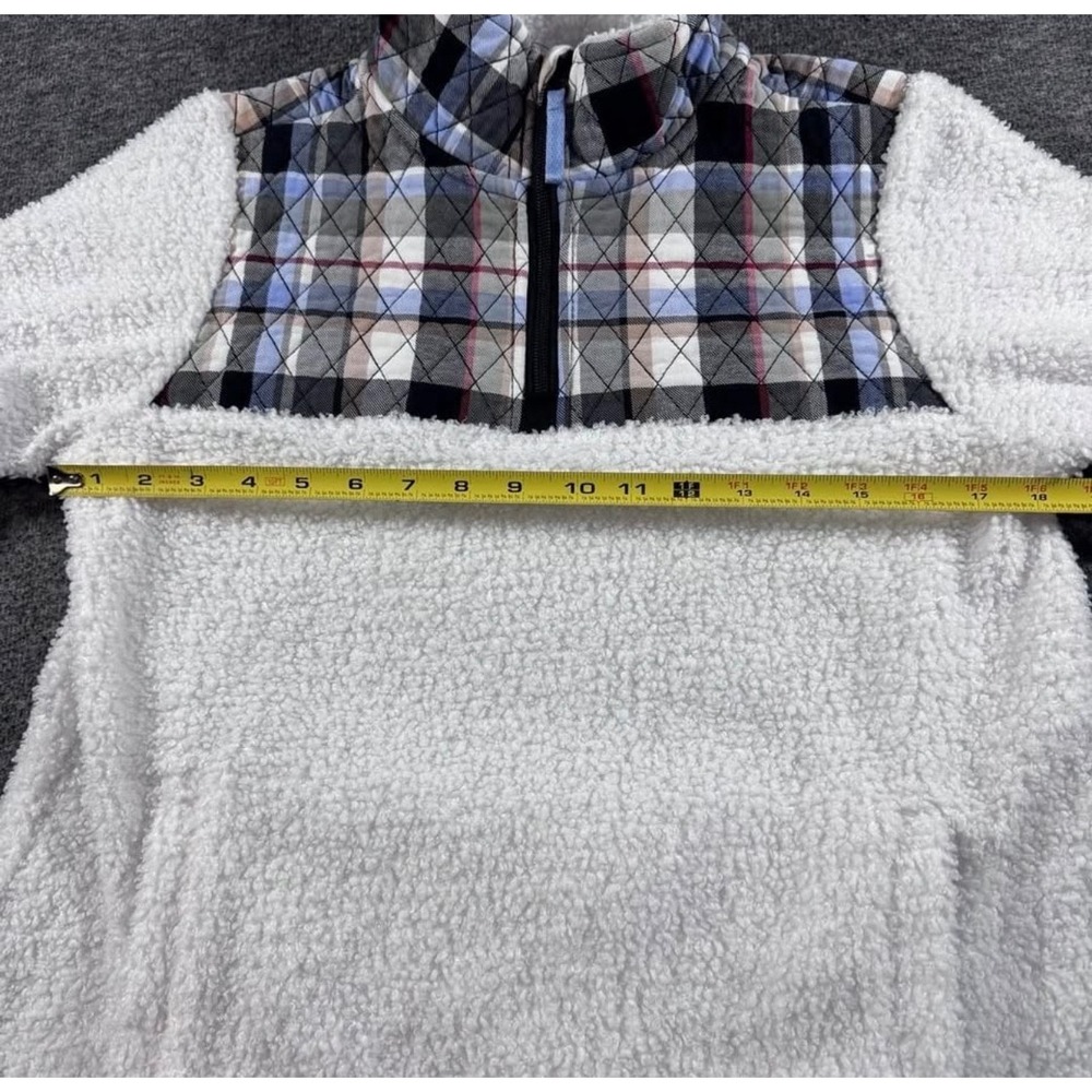 Vera Bradley Womens White Sherpa Fleece Plaid Quilted Half Zip Pullover Small - Picture 5 of 8